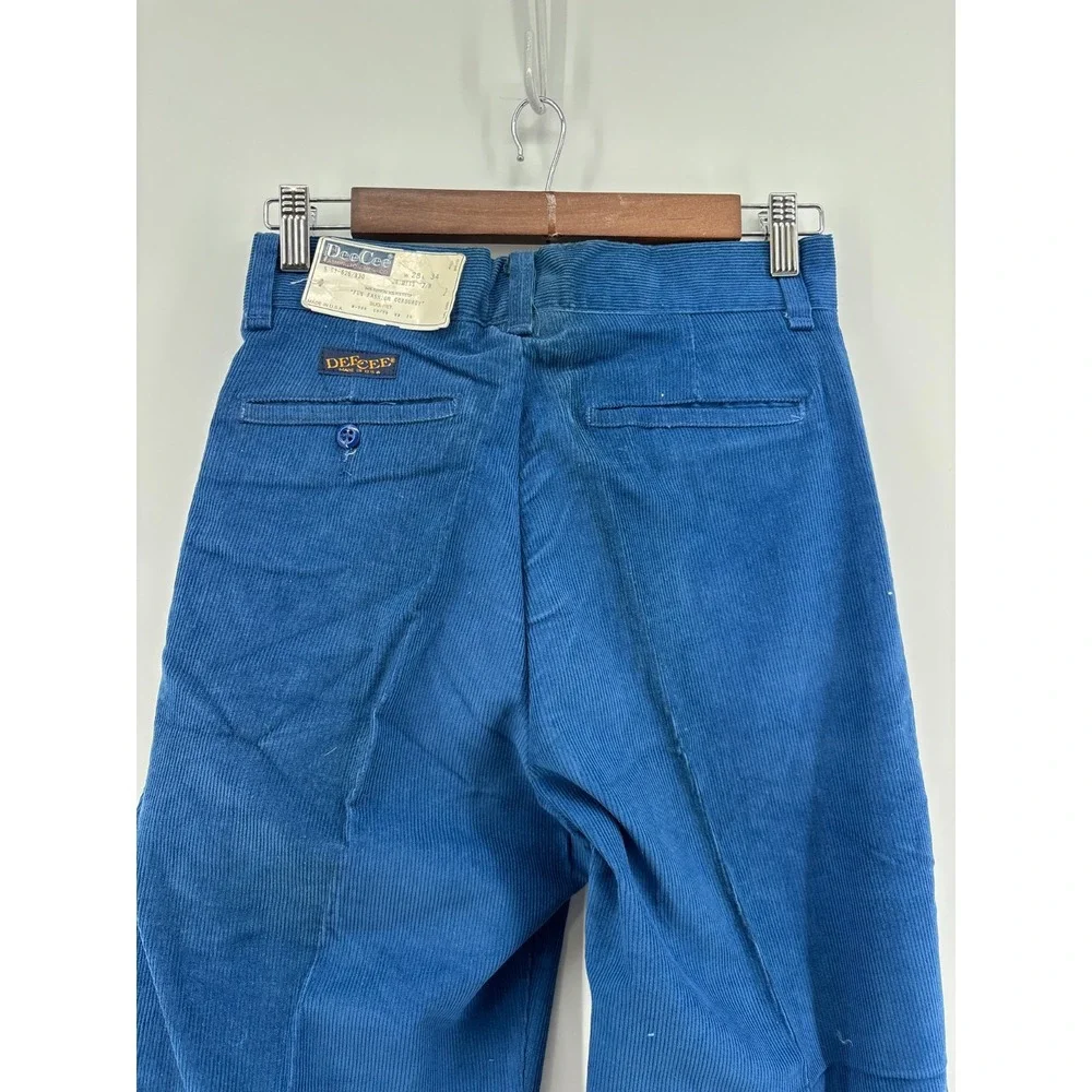 DeeCee Vintage Corduroy Pants Mens 28x34 Blue Straight Leg USA Made Deadstock